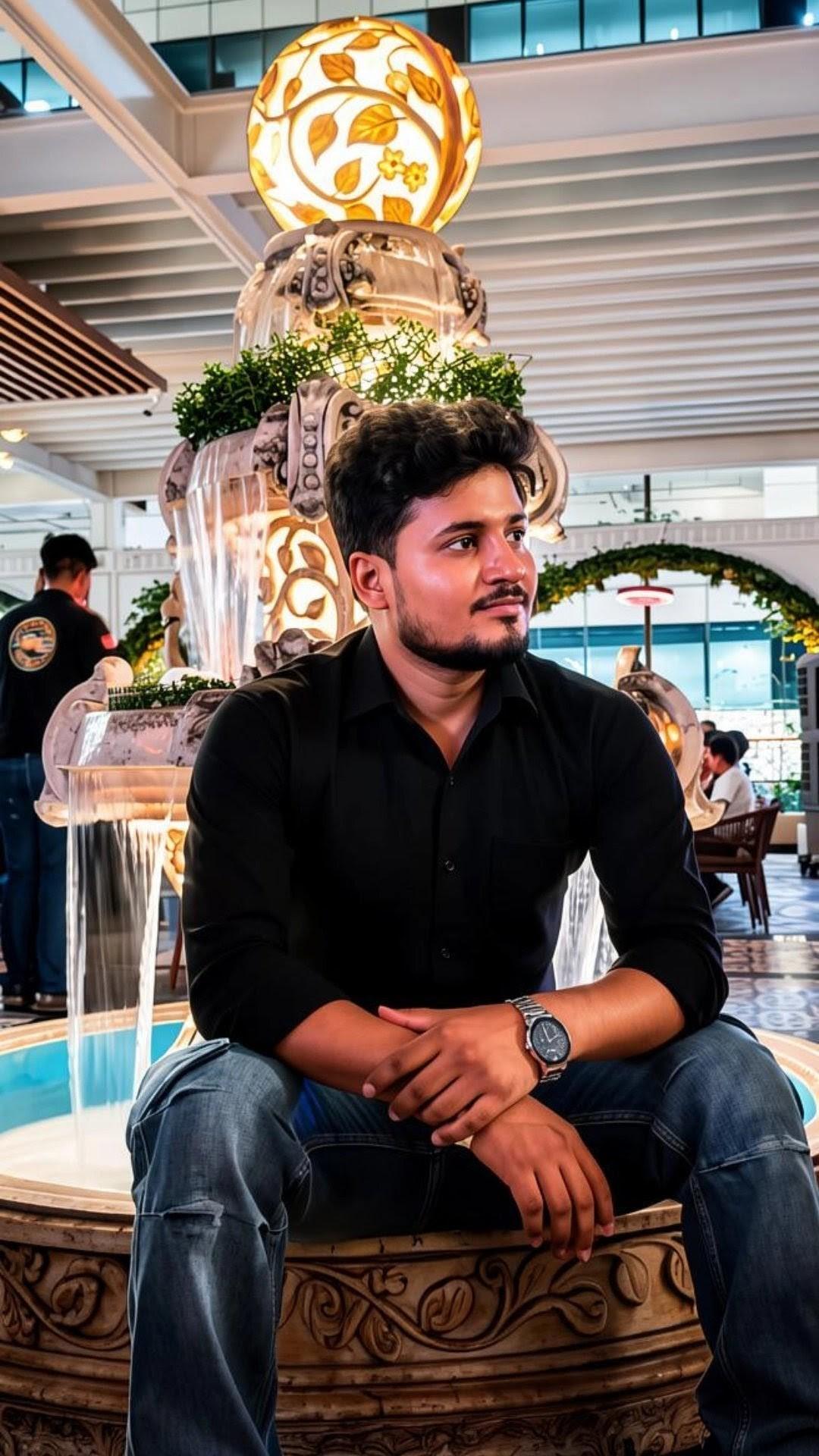 Amit Tiwari at a mall fountain