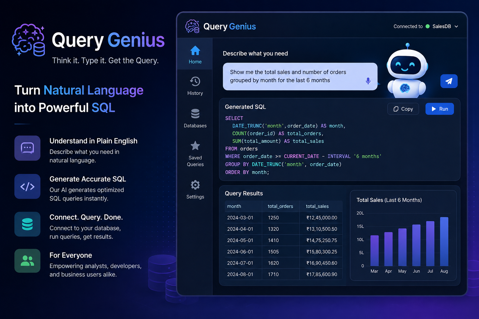 Query Genius Tool dashboard preview